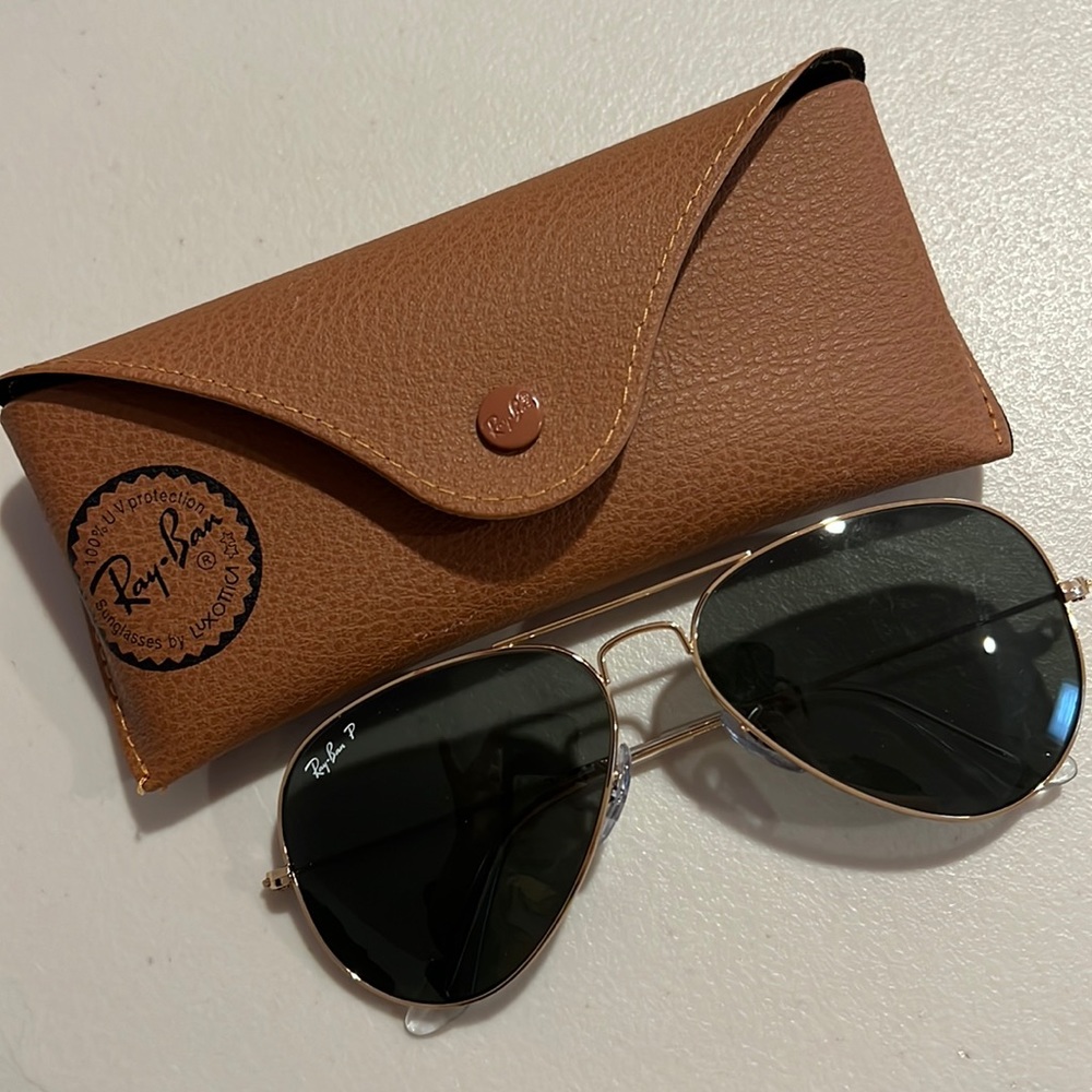 RayBan Large Aviator Classic Sunglasses Gold Metal